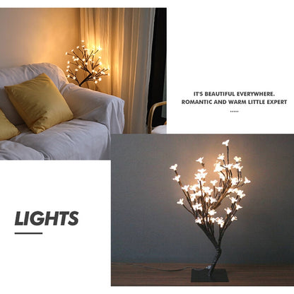 24 Lights Cherry Tree Lamp Table Lamp Room Layout Decoration Creative Bedside Night Light Gift, Style:Bauhinia Black Tree by buy2fix