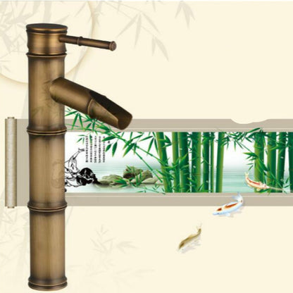 Antique Retro Hot Cold Water Bathroom Counter Basin Bamboo Waterfall Basin Copper Faucet, Specifications:Early 2 Knots - Faucets & Accessories by buy2fix | Online Shopping UK | buy2fix