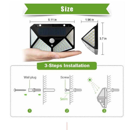 1 PCS  100 LEDs Outdoor Patio Solar Induction Wall Light Adjustable Balcony Garden Lighting Small Street Light - Solar Lights by buy2fix | Online Shopping UK | buy2fix