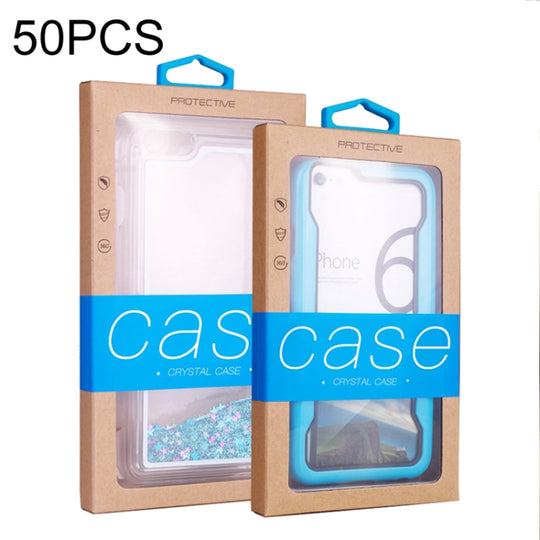50 PCS Kraft Paper Phone Case Leather Case Packaging Box, Size: S 4.7 Inch(Blue)