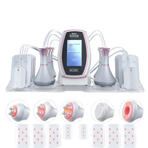 6 In 1  80K Ultrasonic Cavitation Vacuum Radio Frequency Lipo Laser Slimming Machine US Plug(Pink Edge)