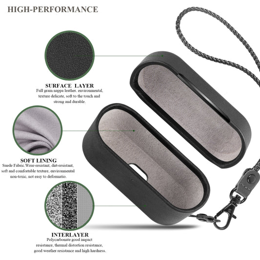 Wireless Earphone Protective Shell Leather Case Split Storage Box For Airpods Pro( Green) by buy2fix