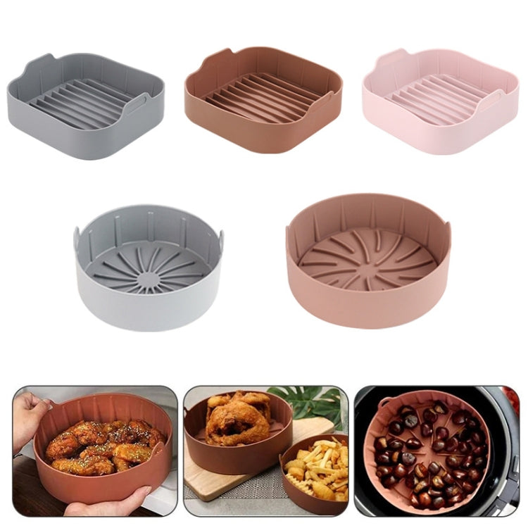 Air Fryer Silicone Grill Pan Accessories, Size: Round 22 cm(Pink) - Baking mat & Bakewares by buy2fix | Online Shopping UK | buy2fix