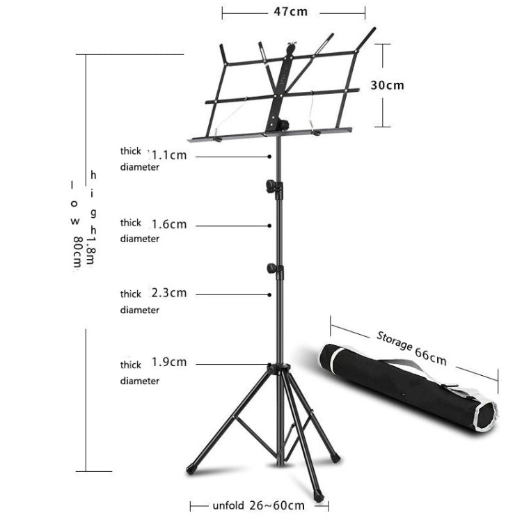 Portable Folding  Lifted and Thickened Piano Stand Guzheng Guitar Home Music Stand(Black) - String Instrument Accessories by buy2fix | Online Shopping UK | buy2fix