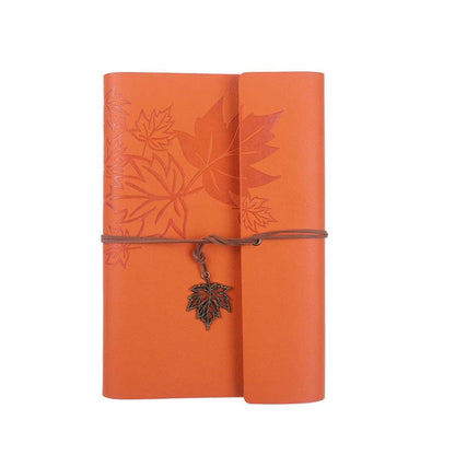 A7 PU Maple Retro Straps Handbook Loose-leaf Notebook(Orange) - Notebooks by buy2fix | Online Shopping UK | buy2fix