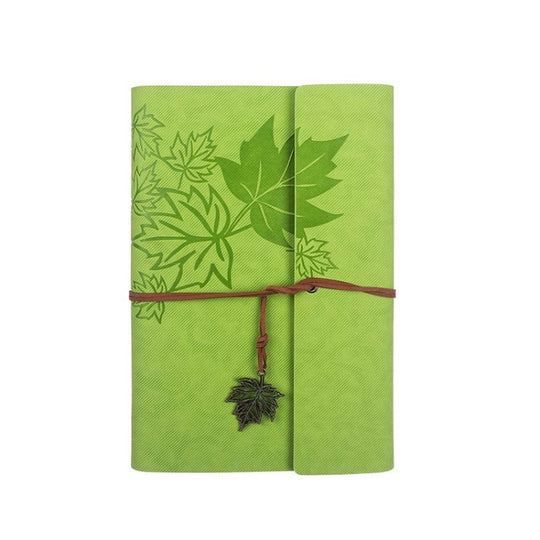 A6 PU Maple Retro Straps Handbook Loose-leaf Notebook(Green)