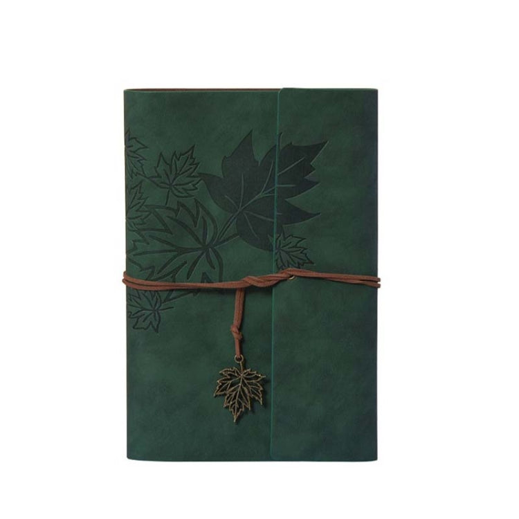 A6 PU Maple Retro Straps Handbook Loose-leaf Notebook(Army Green) - Notebooks by buy2fix | Online Shopping UK | buy2fix