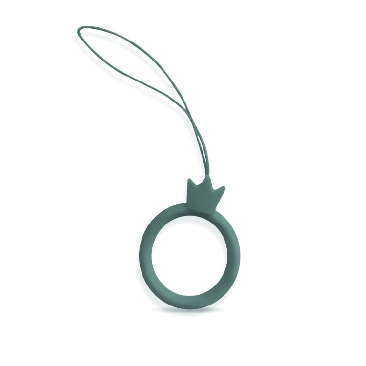 10pcs Crown Model Finger Ring Silicone Cell Phone Lanyard U Disk Rope(Dark Green) - Lanyards & Wrist Straps by buy2fix | Online Shopping UK | buy2fix