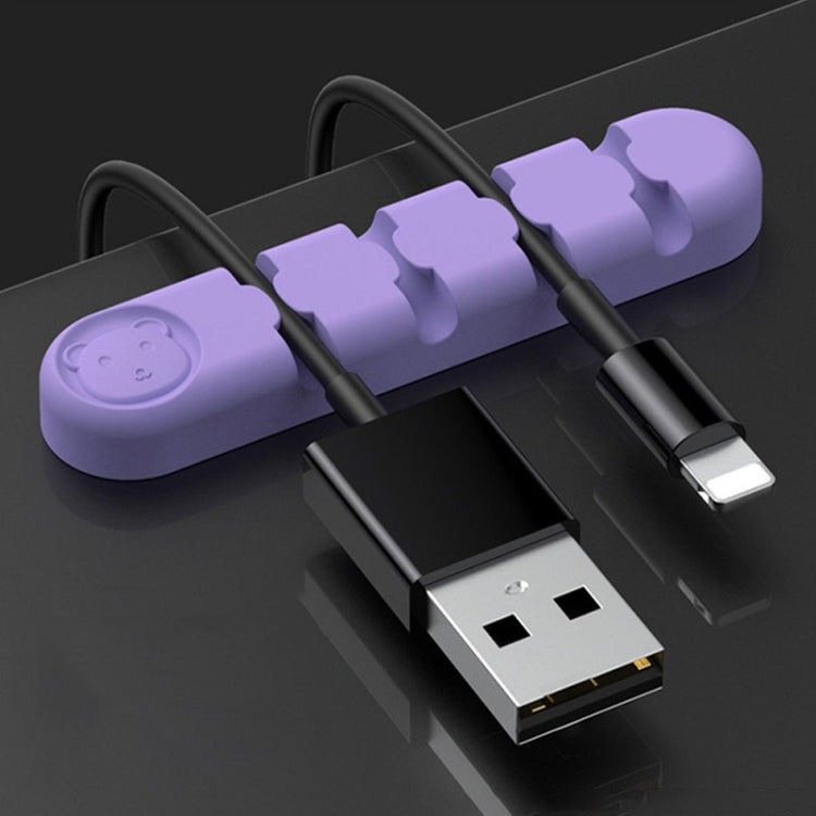 5 PCS 4 Holes Bear Silicone Desktop Data Cable Organizing And Fixing Device(Lilac Purple) - Cable Organizer by buy2fix | Online Shopping UK | buy2fix