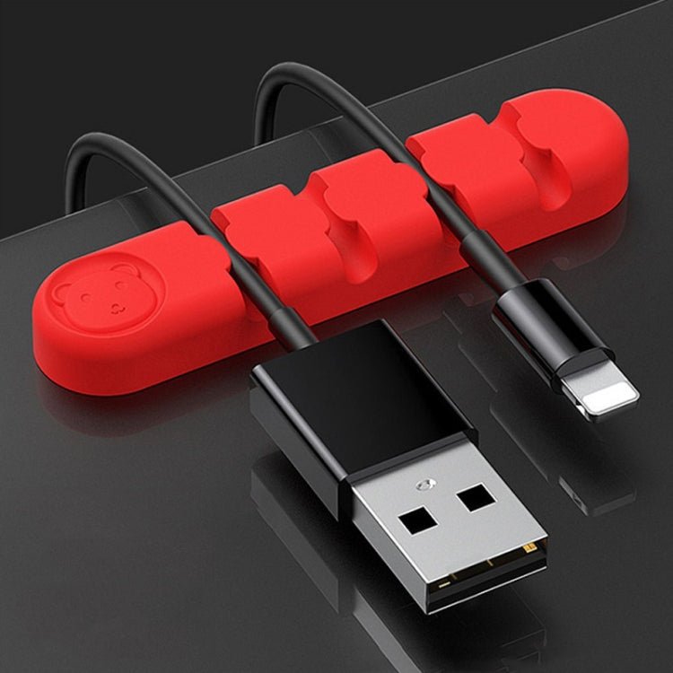 5 PCS 4 Holes Bear Silicone Desktop Data Cable Organizing And Fixing Device(Red) - Cable Organizer by buy2fix | Online Shopping UK | buy2fix