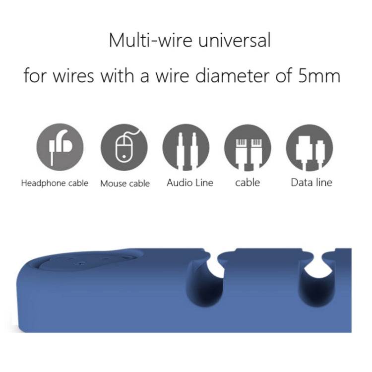 5 PCS 4 Holes Bear Silicone Desktop Data Cable Organizing And Fixing Device(Lavender Grey) - Cable Organizer by buy2fix | Online Shopping UK | buy2fix