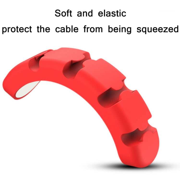 5 PCS 4 Holes Bear Silicone Desktop Data Cable Organizing And Fixing Device(Camellia Red) - Cable Organizer by buy2fix | Online Shopping UK | buy2fix