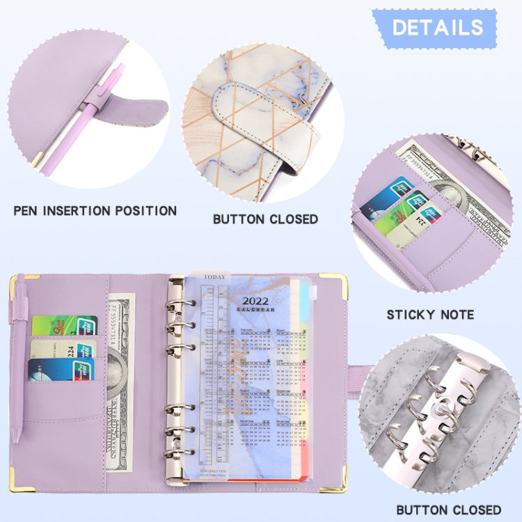 A6 Loose-leaf Notebook Budget Book Marbled Handbook,Style: Deluxe Model(Light Gray) - Notebooks by buy2fix | Online Shopping UK | buy2fix