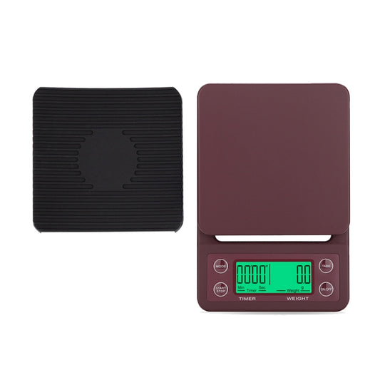 Hand Punch Coffee Scales Timing Electronic Timer Scale Kitchen Scales, Model:3kg/0.1g(Wine Red) by buy2fix