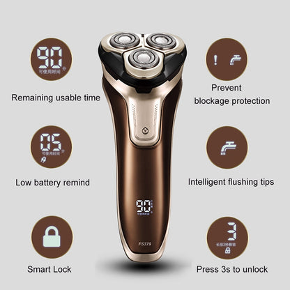 Flyco FS379 Shaver Electric Men Rechargeable Shaver Three-blade Full Body Washed Shaver Beard Knife CN Plug - Electric Shavers by Flyco | Online Shopping UK | buy2fix