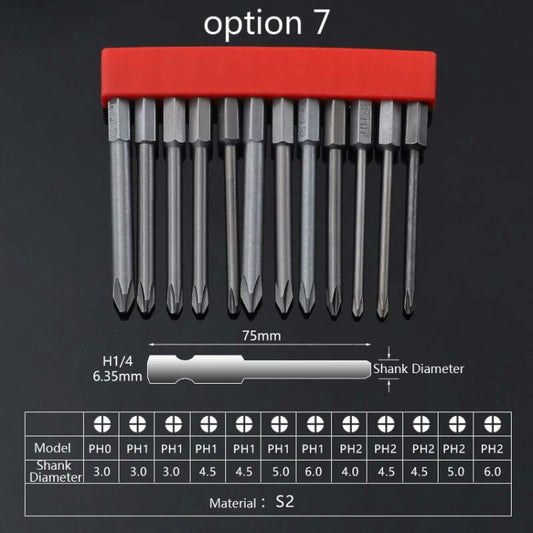12 PCS / Set Screwdriver Bit With Magnetic S2 Alloy Steel Electric Screwdriver, Specification:7 by buy2fix