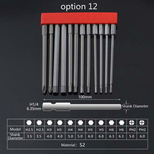 12 PCS / Set Screwdriver Bit With Magnetic S2 Alloy Steel Electric Screwdriver, Specification:12 by buy2fix