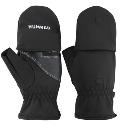 HUMRAO Winter Half-Finger Flip Cover Warm Gloves For Outdoor Sports Skiing And Cycling, Size:L(Black) - Cycling Gloves by HUMRAO | Online Shopping UK | buy2fix