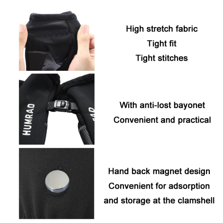HUMRAO Winter Half-Finger Flip Cover Warm Gloves For Outdoor Sports Skiing And Cycling, Size:L(Black) - Cycling Gloves by HUMRAO | Online Shopping UK | buy2fix