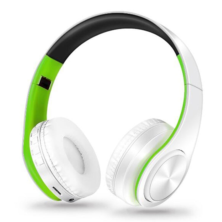 LPT660 Foldable Stereo Bluetooth Headset MP3 Player, Support 32GB TF Card & 3.5mm AUX(White Green) - Headset & Headphone by buy2fix | Online Shopping UK | buy2fix