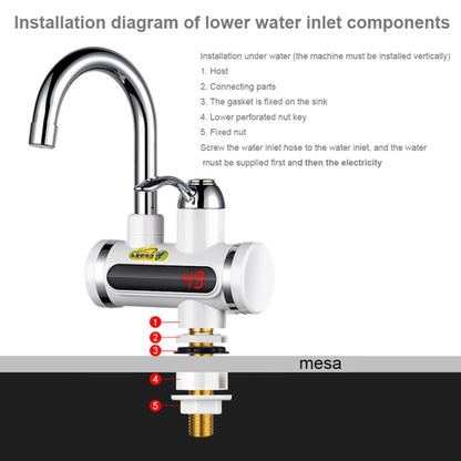220V Kitchen Tankless Water Heater Instant Electric Faucet Electric Heater Tap with Temperature Display(Water from below) - Shower Head by buy2fix | Online Shopping UK | buy2fix