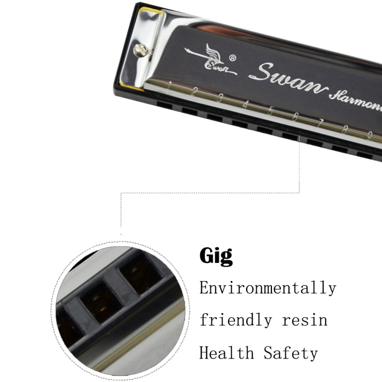 Swan 10 Holes Full-scale Bruce Harmonica Beginner Children Adult Students Playing Musical Instruments - Wind Instrument Accessories by buy2fix | Online Shopping UK | buy2fix