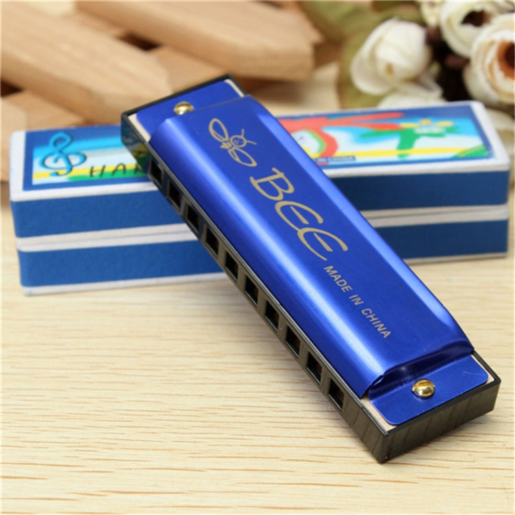 BEE 10-holes Dual-tones C Tone Brace Harmonica(Blue) - Wind Instrument Accessories by BEE | Online Shopping UK | buy2fix