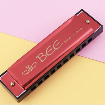 BEE 10-holes Dual-tones C Tone Brace Harmonica(Red) - Wind Instrument Accessories by BEE | Online Shopping UK | buy2fix