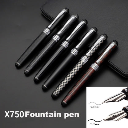 X750 Stationery Stainless Steel Fountain Pen Medium Nib Ink Pens School Oiifice Gift, Nib Size:0.5mm(Red Pattern) - Fountain Pens by buy2fix | Online Shopping UK | buy2fix