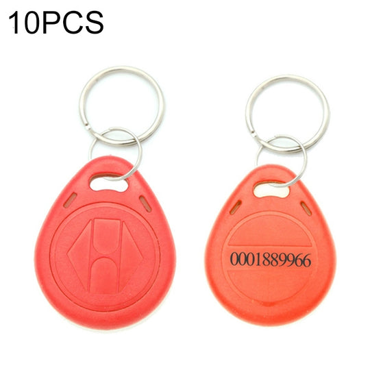 10 PCS 125KHz TK/EM4100 Proximity ID Card Chip Keychain Key Ring(Red)