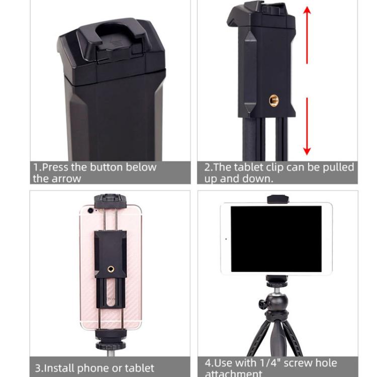 Live Broadcast Tripod Mount Phone Clamp with 1/4 inch Screw Holes & Cold Shoe Base by buy2fix