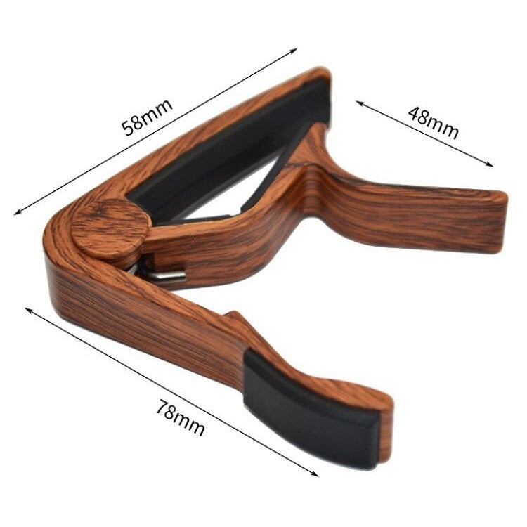 2 in 1 Solid Wood Folk Music Guitar Capo + Pick Set(Dark Wood) - String Instrument Accessories by buy2fix | Online Shopping UK | buy2fix