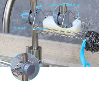 Faucet Rack Stainless Steel Perforated Free Kitchen Sink Storage Rack Rag Sponge Drain Rack, Style:Type A - Shelf by buy2fix | Online Shopping UK | buy2fix