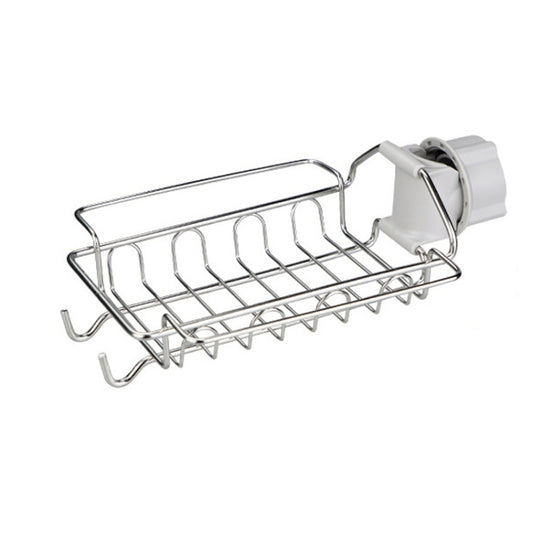Faucet Rack Stainless Steel Perforated Free Kitchen Sink Storage Rack Rag Sponge Drain Rack, Style:Type B by buy2fix