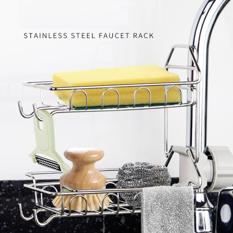 Faucet Rack Stainless Steel Perforated Free Kitchen Sink Storage Rack Rag Sponge Drain Rack, Style:Type B - Shelf by buy2fix | Online Shopping UK | buy2fix