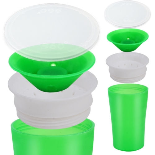 360 Degrees Rotated Baby Learning Drinking Cup With Double Handle Flip(Green) - Cups & Silicone Nipple by buy2fix | Online Shopping UK | buy2fix