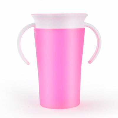360 Degrees Rotated Baby Learning Drinking Cup With Double Handle Flip(Pink)