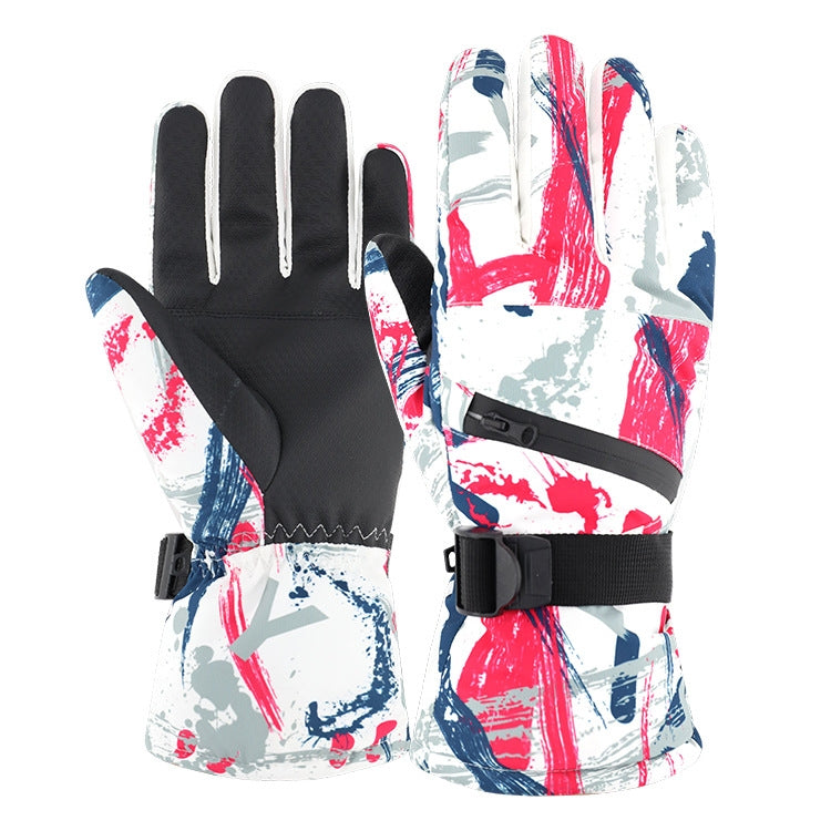 Winter Thermal Ski Gloves Outdoor Waterproof Velvet Gloves Thickening Touch Screen Motorcycle Gloves, Size: L(Red) - Locomotive Gloves by buy2fix | Online Shopping UK | buy2fix