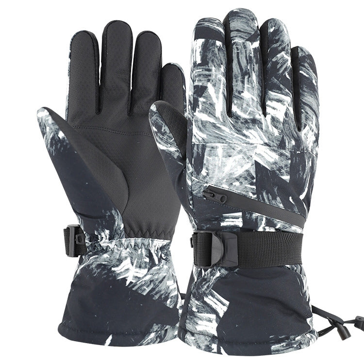 Winter Thermal Ski Gloves Outdoor Waterproof Velvet Gloves Thickening Touch Screen Motorcycle Gloves, Size: L(Black) - Locomotive Gloves by buy2fix | Online Shopping UK | buy2fix