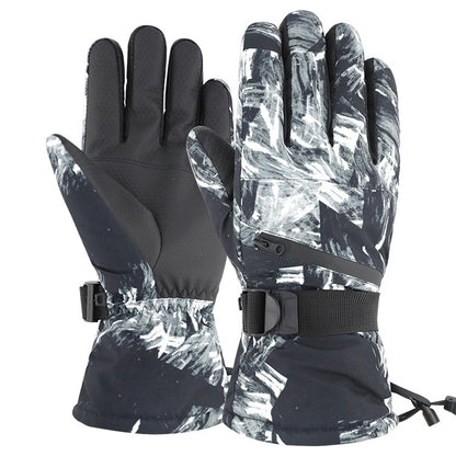 Winter Thermal Ski Gloves Outdoor Waterproof Velvet Gloves Thickening Touch Screen Motorcycle Gloves, Size: L(Black) - Locomotive Gloves by buy2fix | Online Shopping UK | buy2fix