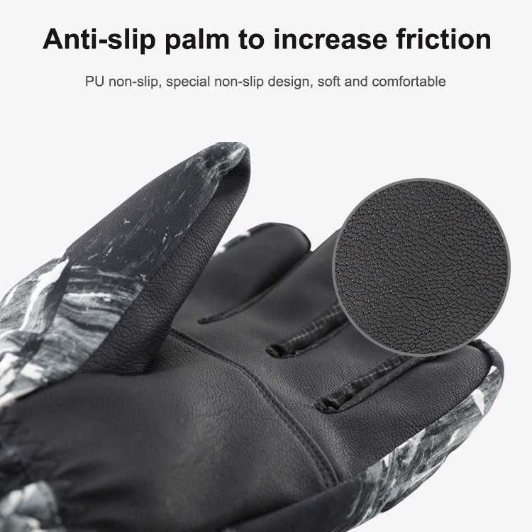 Winter Thermal Ski Gloves Outdoor Waterproof Velvet Gloves Thickening Touch Screen Motorcycle Gloves, Size: L(Black) - Locomotive Gloves by buy2fix | Online Shopping UK | buy2fix