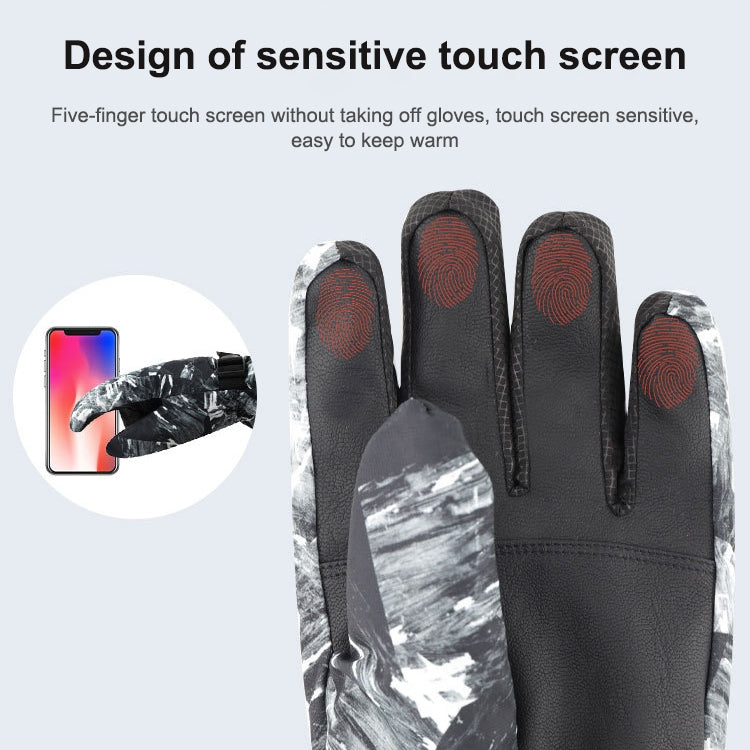 Winter Thermal Ski Gloves Outdoor Waterproof Velvet Gloves Thickening Touch Screen Motorcycle Gloves, Size: L(Black) - Locomotive Gloves by buy2fix | Online Shopping UK | buy2fix