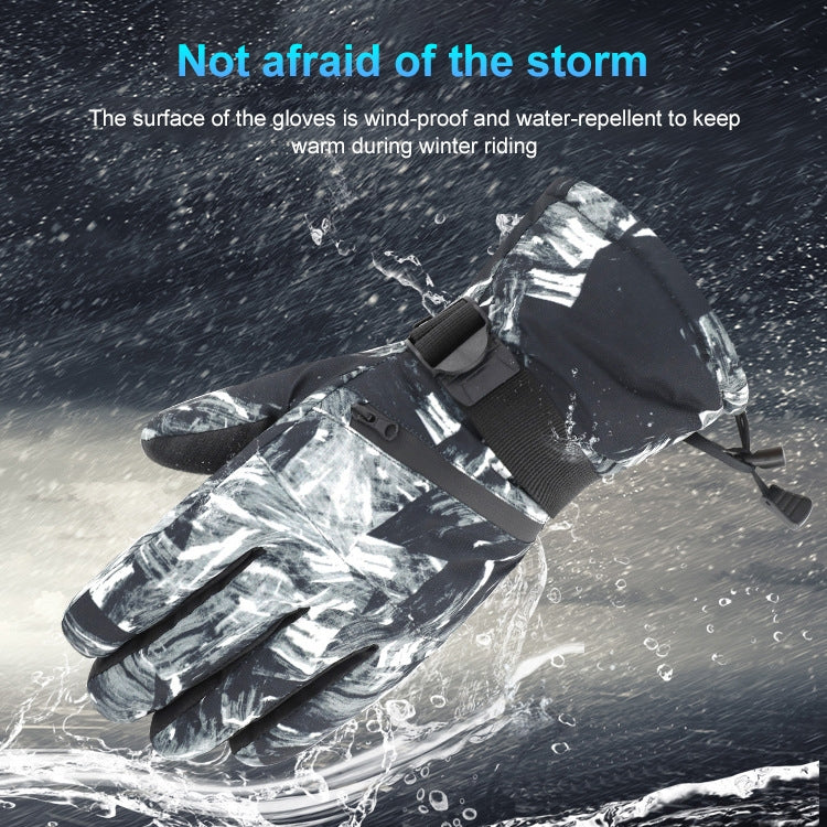 Winter Thermal Ski Gloves Outdoor Waterproof Velvet Gloves Thickening Touch Screen Motorcycle Gloves, Size: L(Black) - Locomotive Gloves by buy2fix | Online Shopping UK | buy2fix