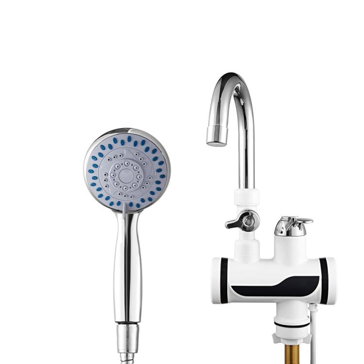 Dynamic Digital Display Instant Heating Electric Hot Water Faucet Kitchen&Domestic Hot&Cold Water Heater EU Plug, Style:With Shower Head by buy2fix