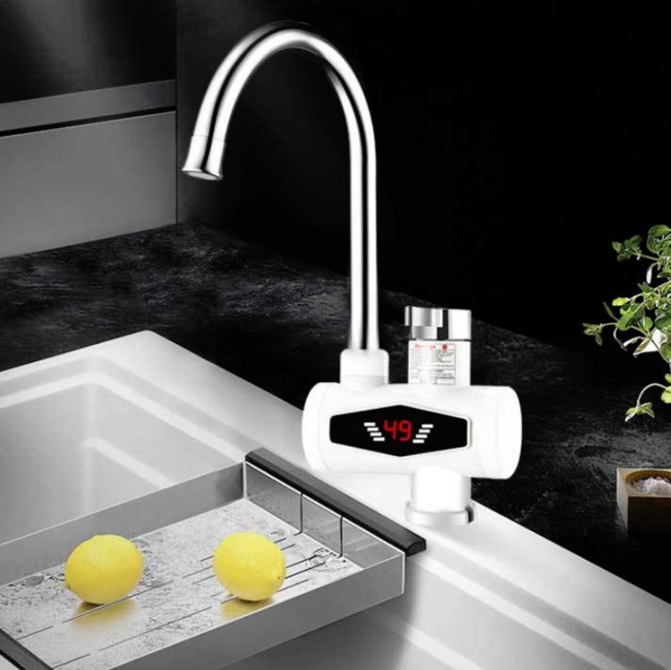 Dynamic Digital Display Instant Heating Electric Hot Water Faucet Kitchen&Domestic Hot&Cold Water Heater EU Plug, Style:With Shower Head by buy2fix