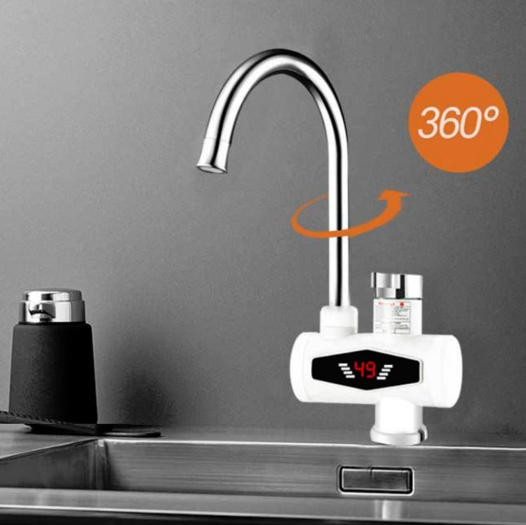 Dynamic Digital Display Instant Heating Electric Hot Water Faucet Kitchen&Domestic Hot&Cold Water Heater EU Plug, Style:With Shower Head by buy2fix