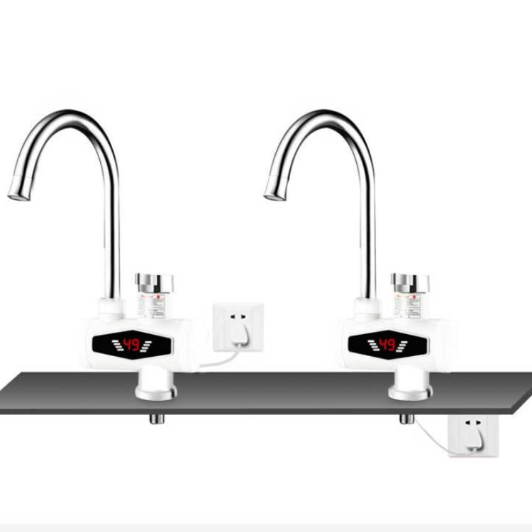 Dynamic Digital Display Instant Heating Electric Hot Water Faucet Kitchen&Domestic Hot&Cold Water Heater EU Plug, Style:With Shower Head by buy2fix