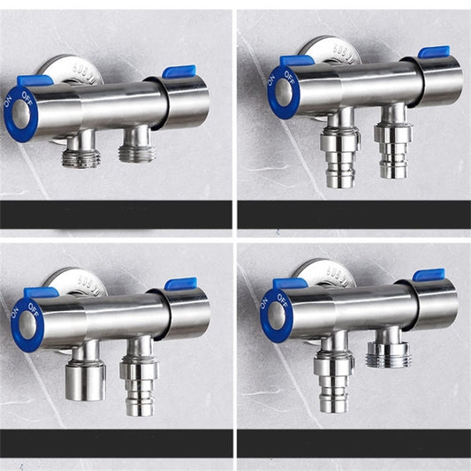 Stainless Steel One-In-Two-Out Multi-Function Three-Way Valve Faucet, Specification: Double 4-point Thread by buy2fix