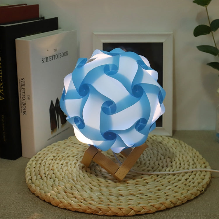 Creative Bedroom Bedside Night Light USB Round Romantic Room Decoration Lamp with Wood Base, Style: Finished Product(Blue) - Novelty Lighting by buy2fix | Online Shopping UK | buy2fix