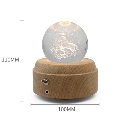 Girl Bedside Lamp Crystal Ball Wooden Base Music Box Charging Glow Rotating Night Light, Random Music(Dogs) - Novelty Lighting by buy2fix | Online Shopping UK | buy2fix
